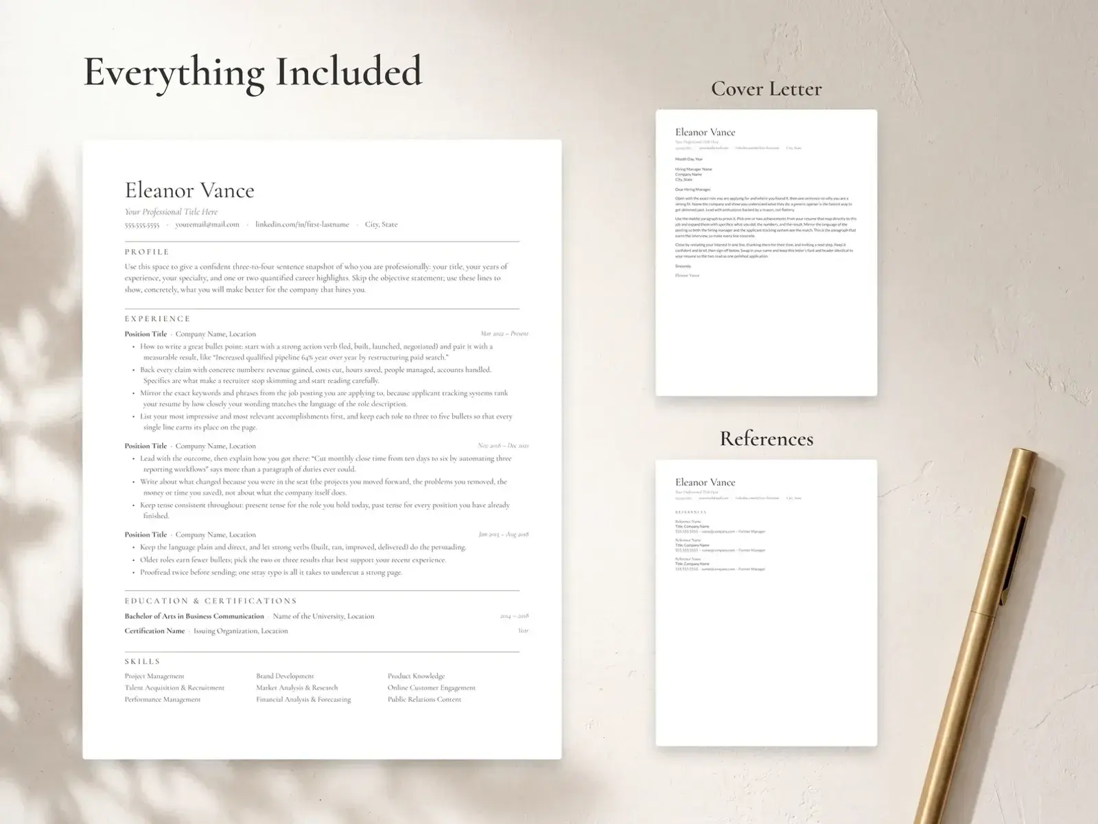 Elegant Serif Resume Template for Google Docs, Word & Pages | The Quill — image 3 of 7