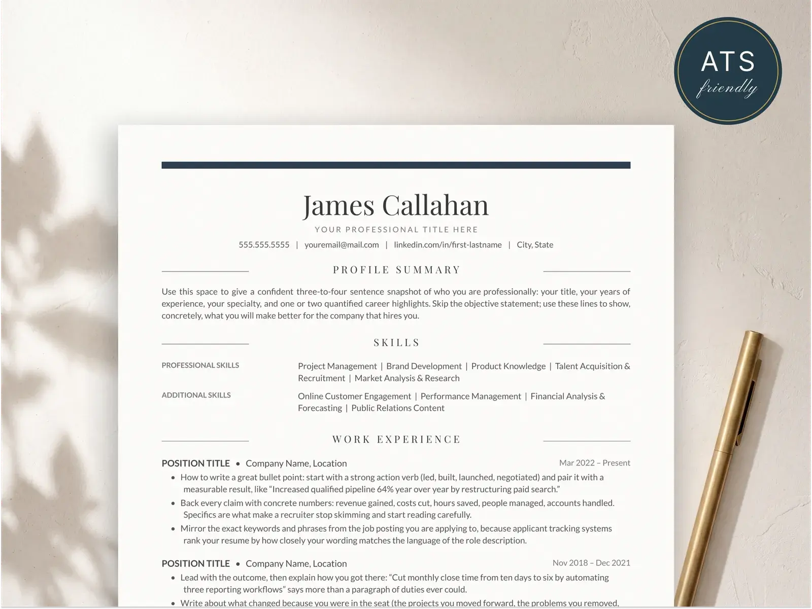 Elegant Resume Template for Google Docs, Word & Pages | The Regent — image 2 of 4
