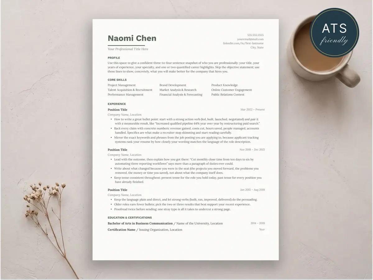 Clean Resume Template for Google Docs, Word & Pages | The Sage preview