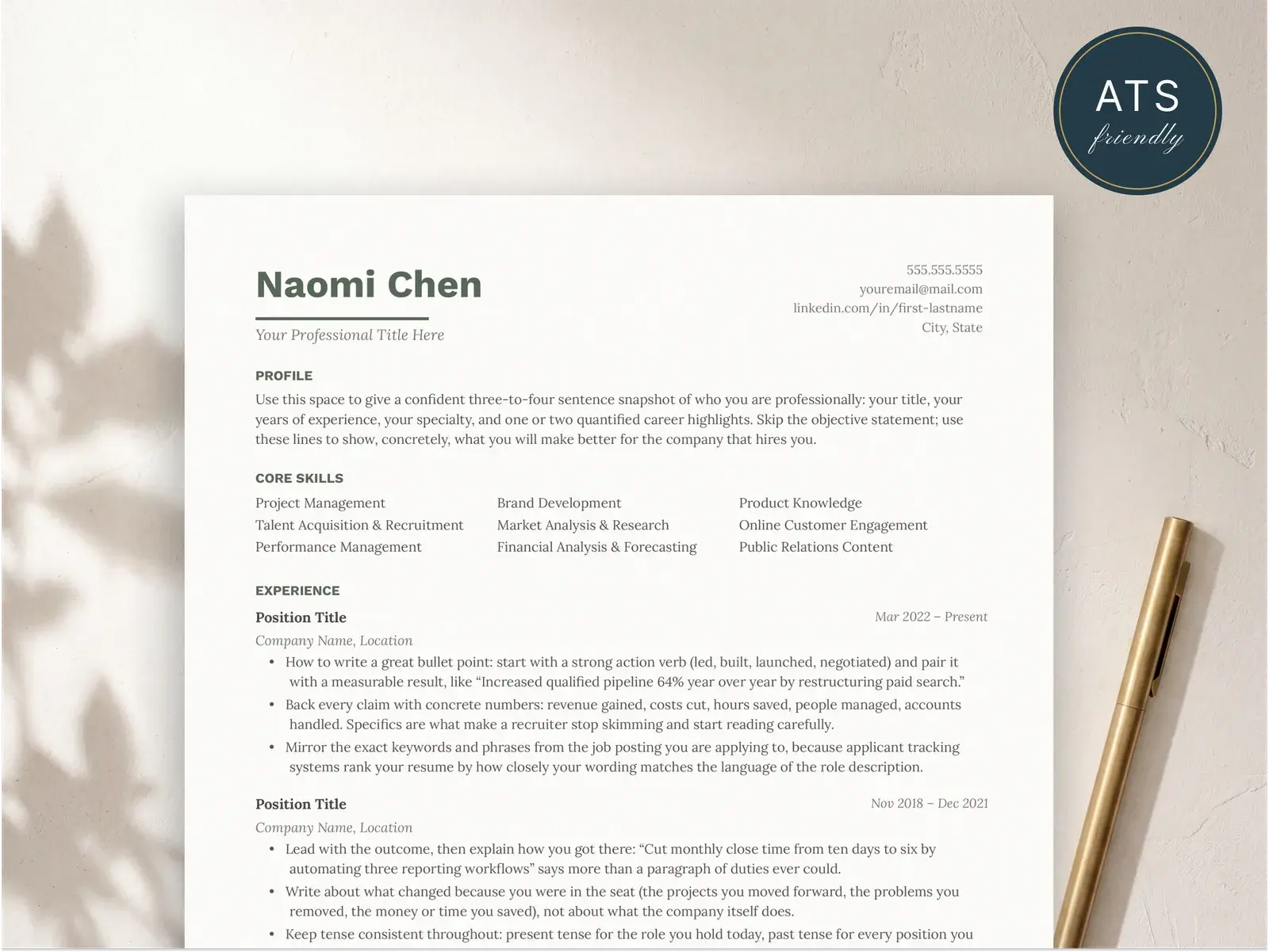Clean Resume Template for Google Docs, Word & Pages | The Sage — image 2 of 4