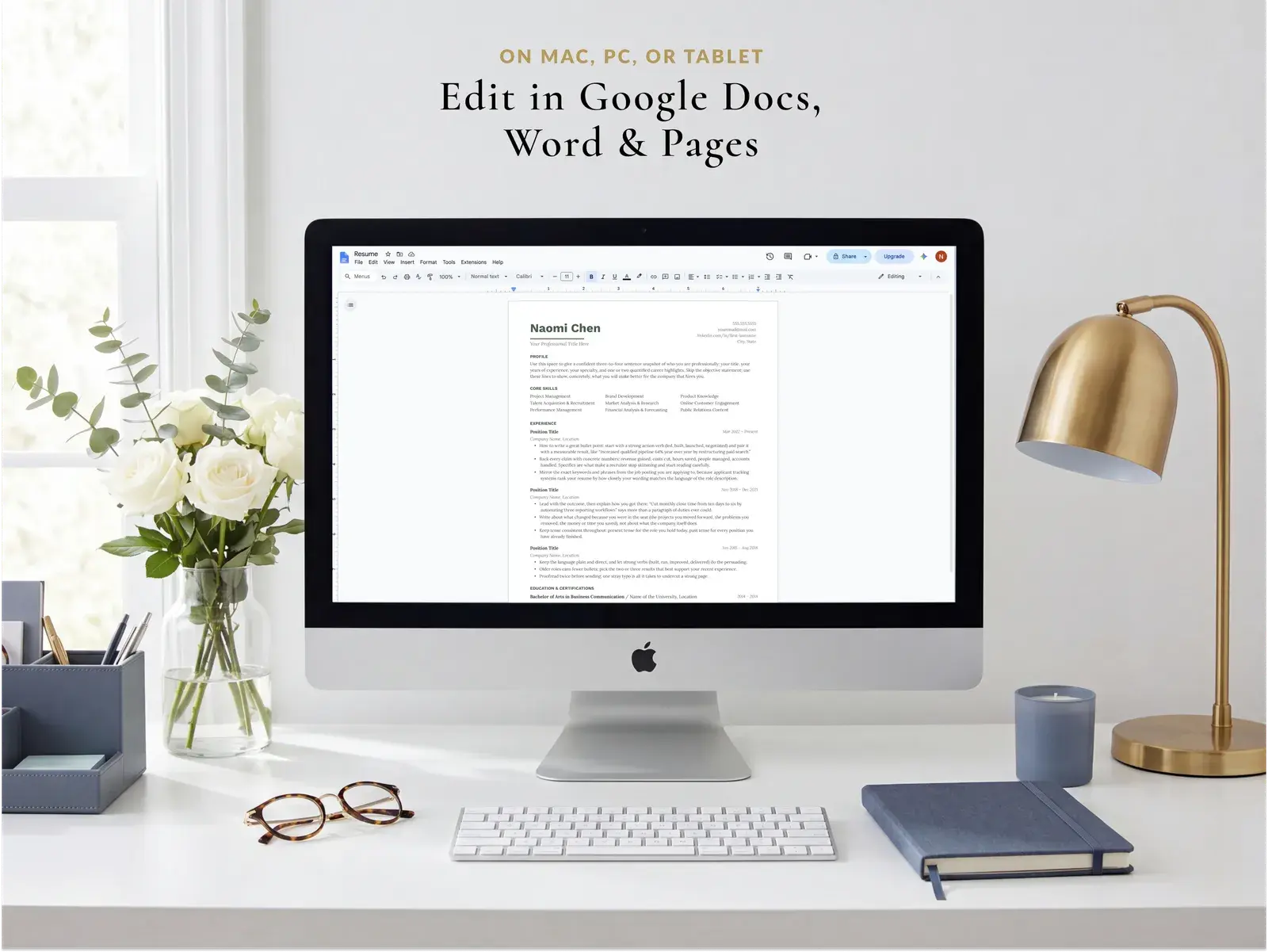 Clean Resume Template for Google Docs, Word & Pages | The Sage — image 4 of 4
