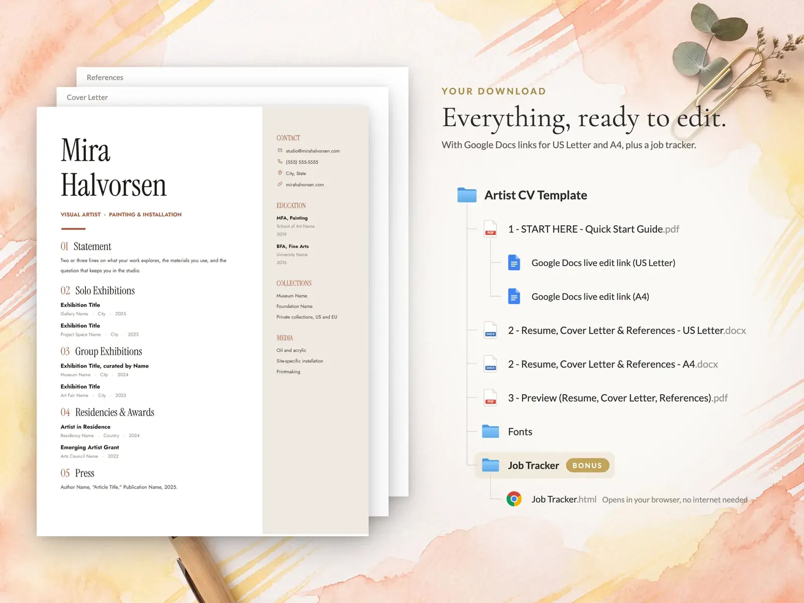 Artist CV Template for Google Docs, Word & Pages | The Sorrel — image 6 of 7