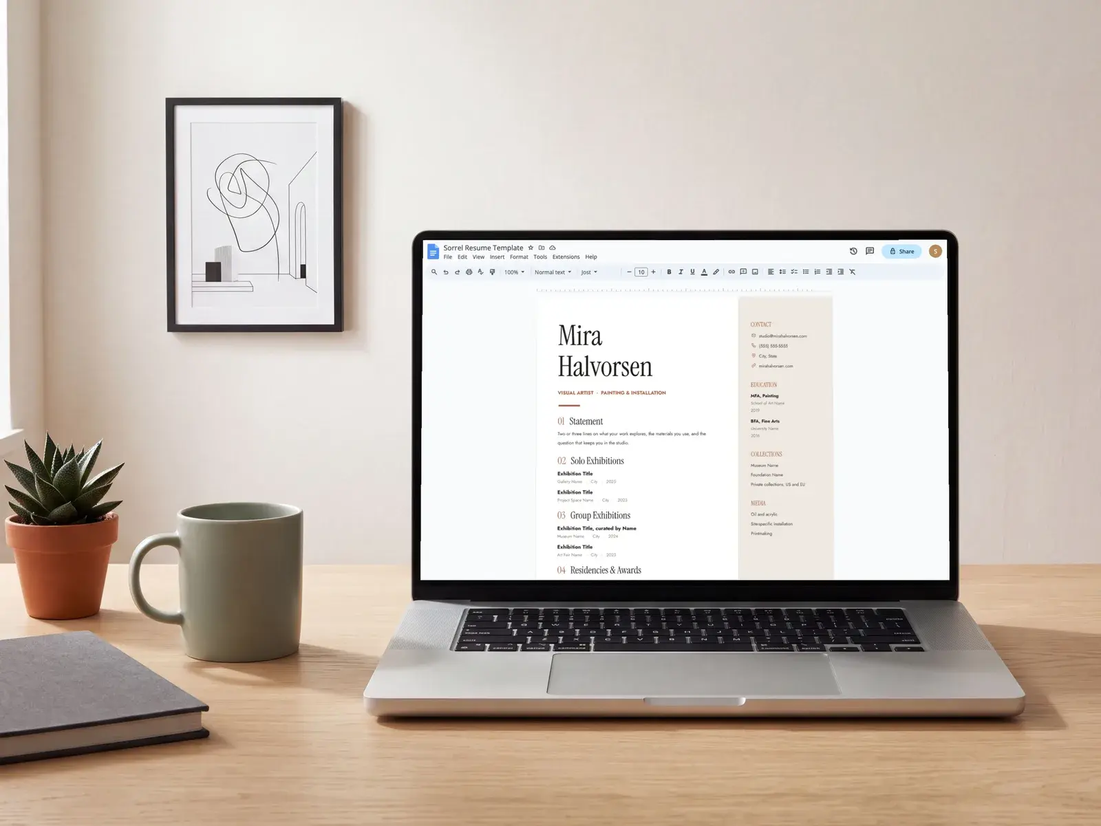 Artist CV Template for Google Docs, Word & Pages | The Sorrel — image 7 of 7
