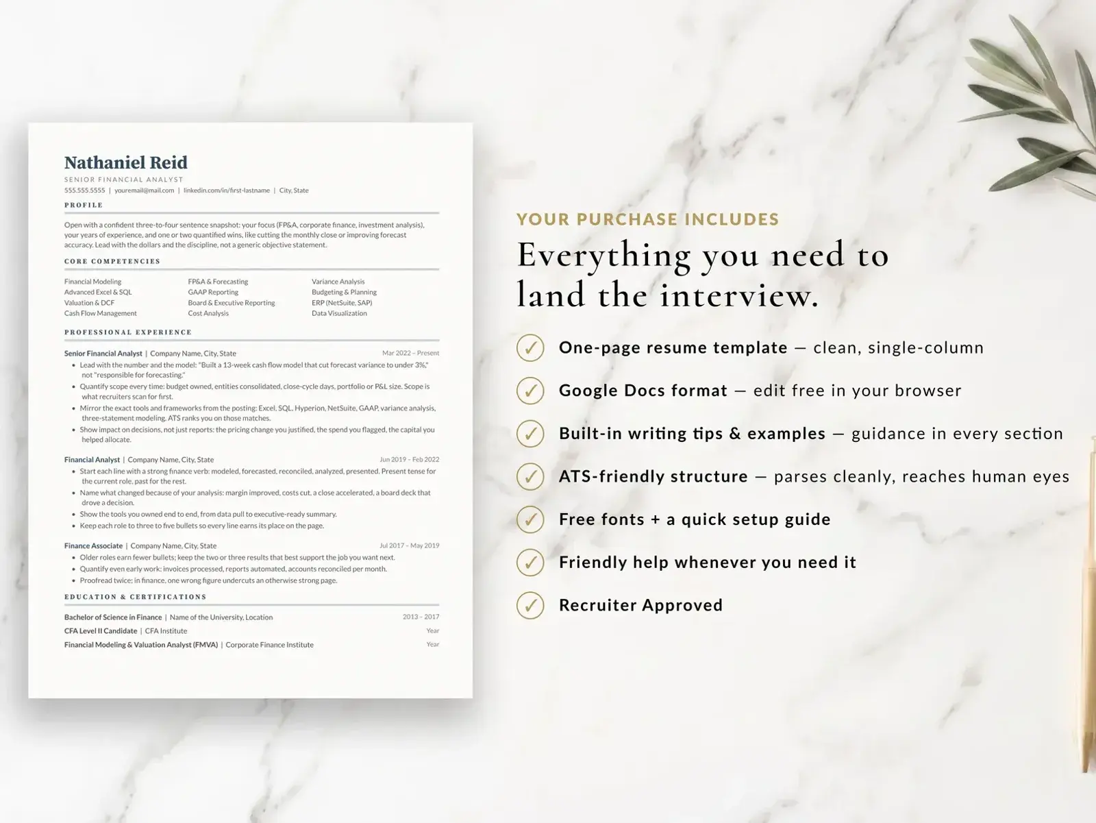 Finance Resume Template for Google Docs, Word & Pages | The Sterling — image 6 of 7