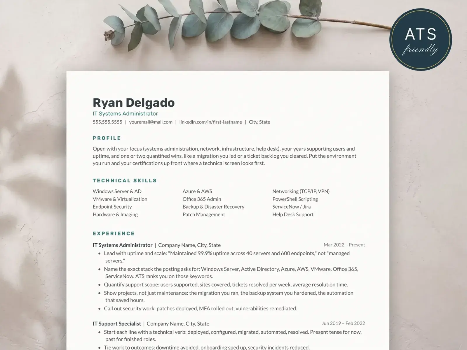 IT Resume Template for Google Docs, Word & Pages | The Vector — image 2 of 7