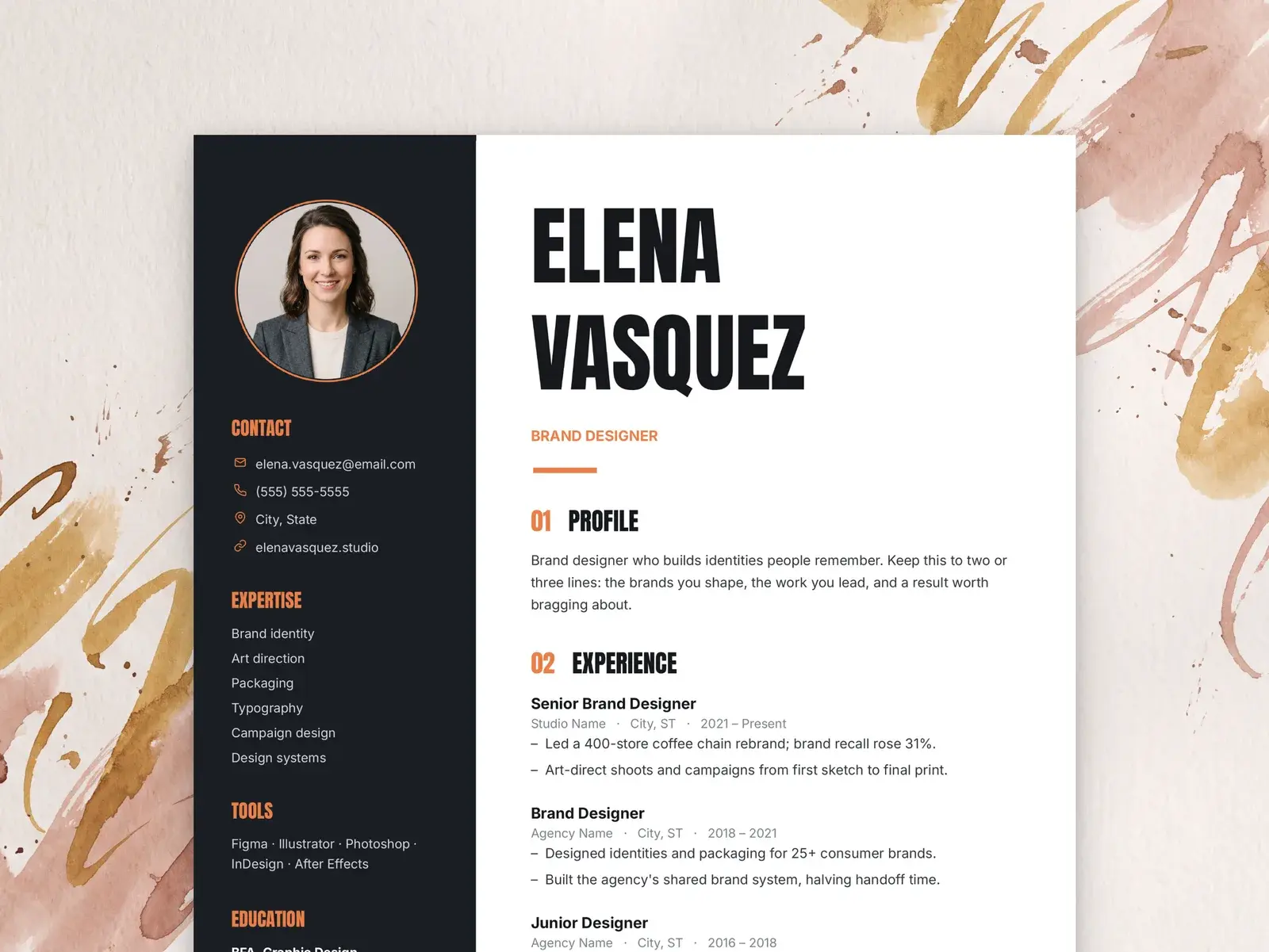 Creative Resume Template with Photo for Google Docs, Word & Pages | The Vesper — image 2 of 7