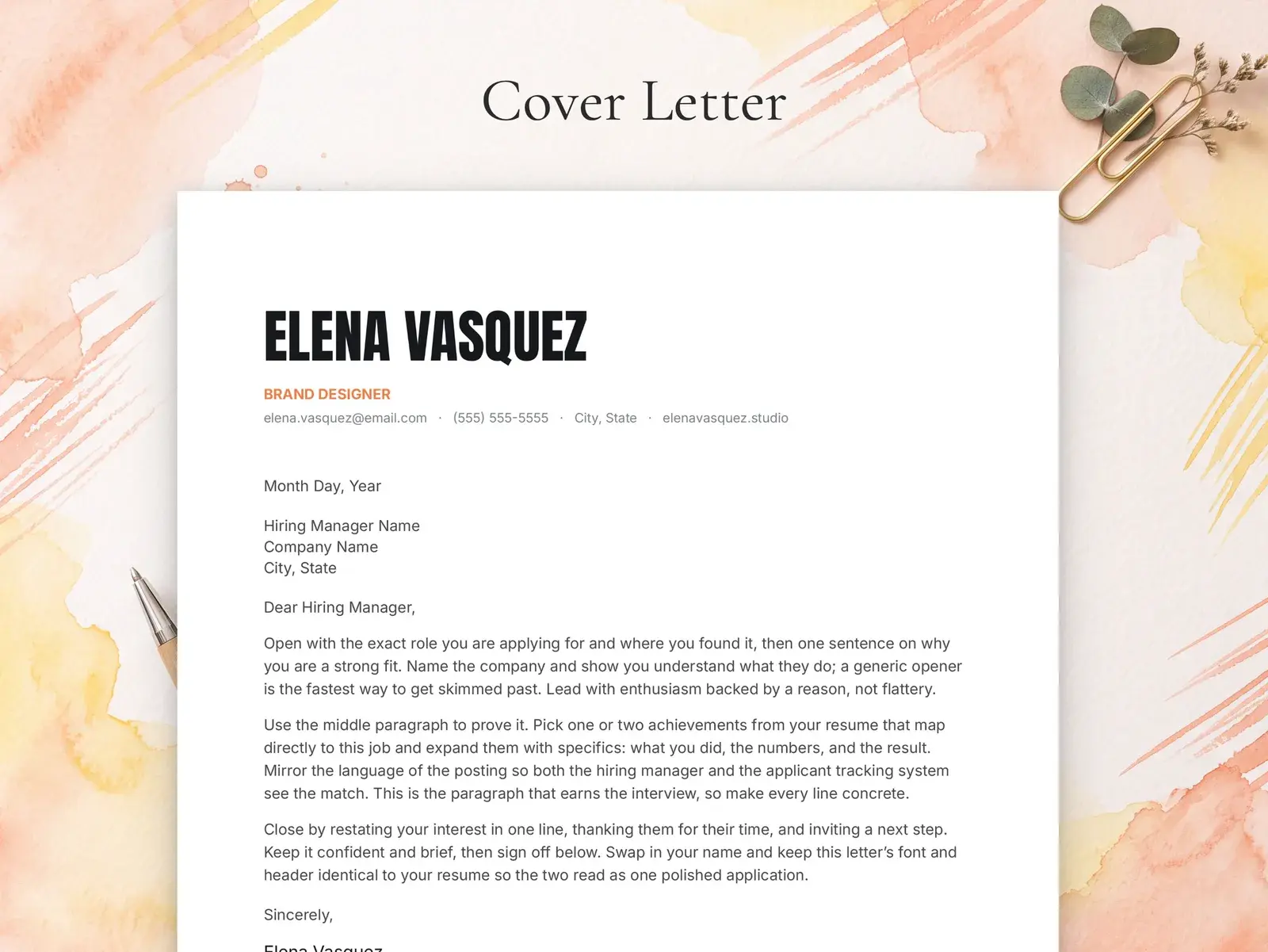 Creative Resume Template with Photo for Google Docs, Word & Pages | The Vesper — image 4 of 7