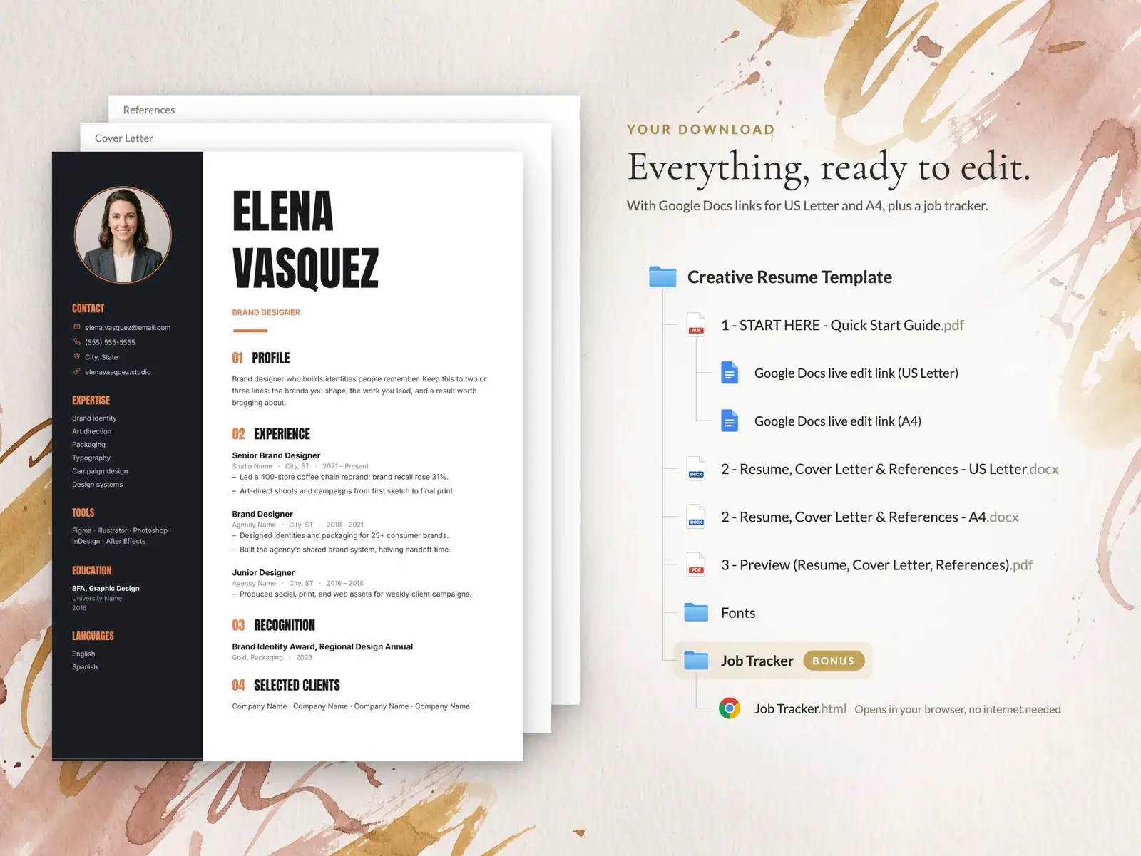 Creative Resume Template with Photo for Google Docs, Word & Pages | The Vesper — image 6 of 7