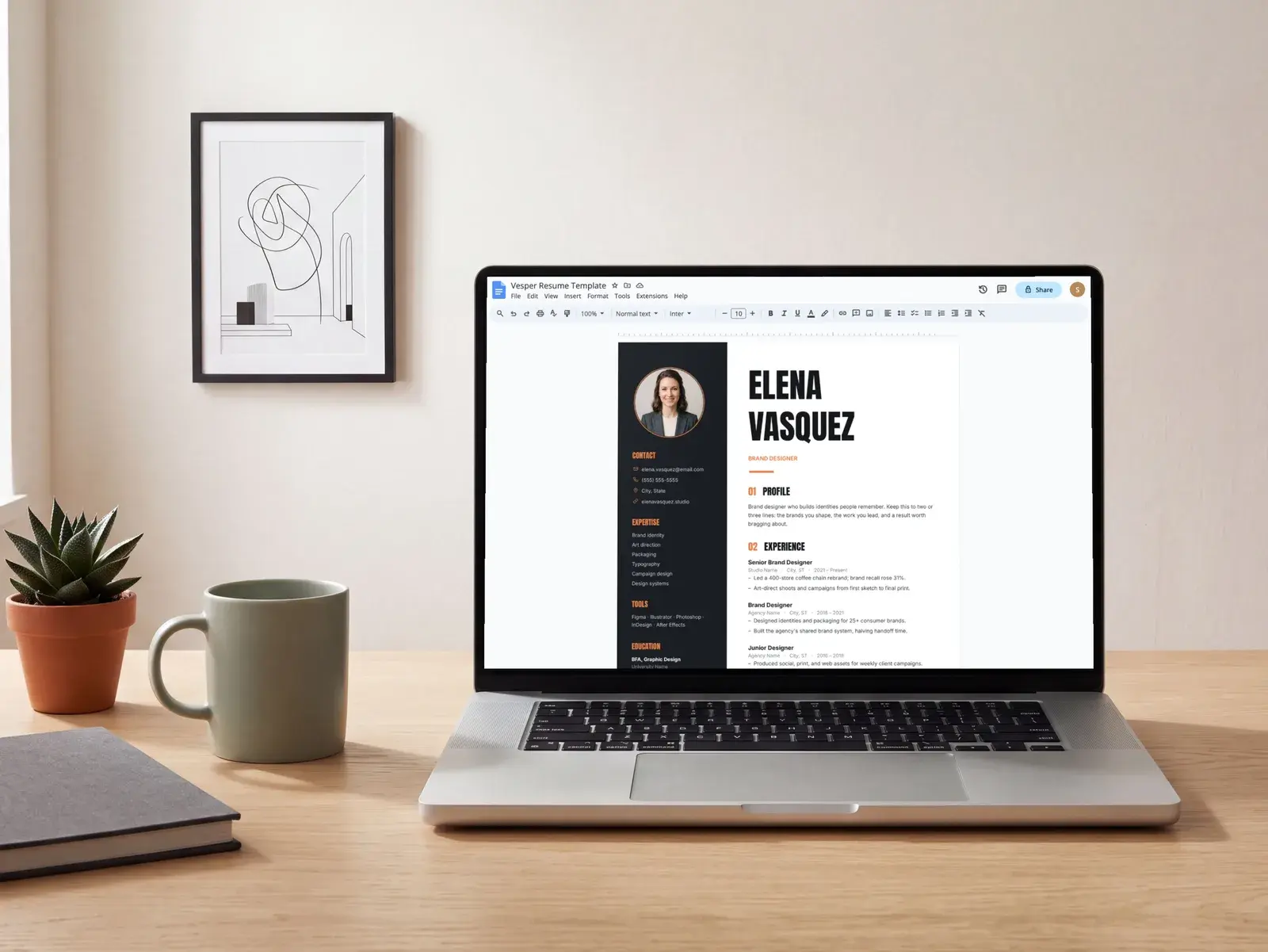 Creative Resume Template with Photo for Google Docs, Word & Pages | The Vesper — image 7 of 7