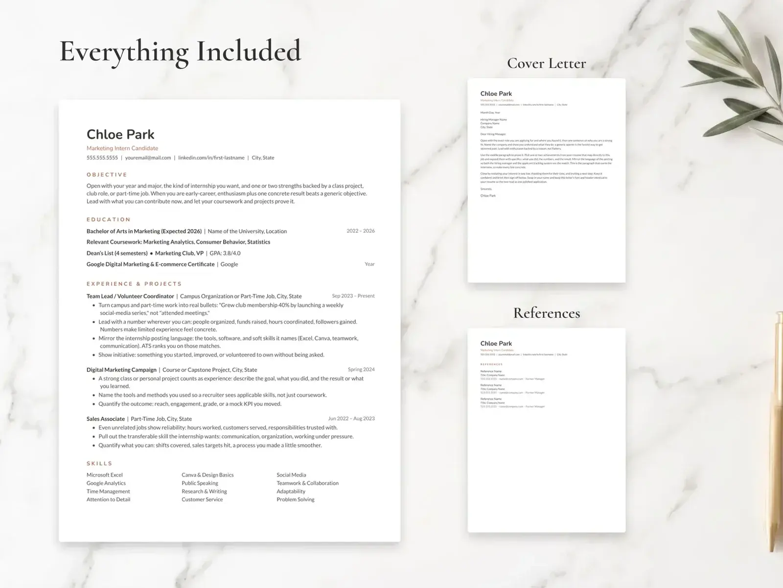 Internship Resume Template for Google Docs, Word & Pages | The Willow — image 3 of 7