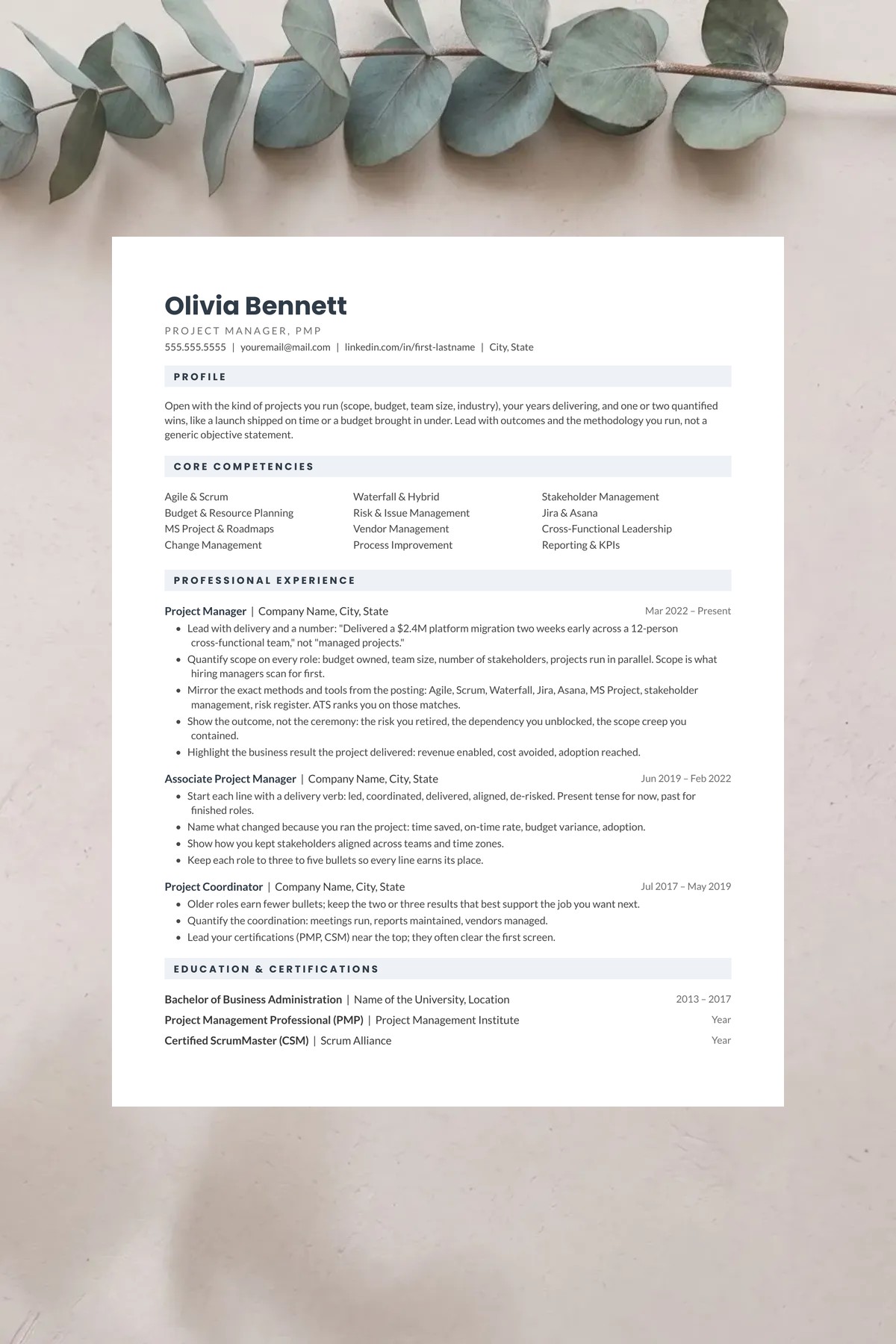 Bridge resume template for Google Docs, Word & Pages. ATS-friendly, one page, instant download.
