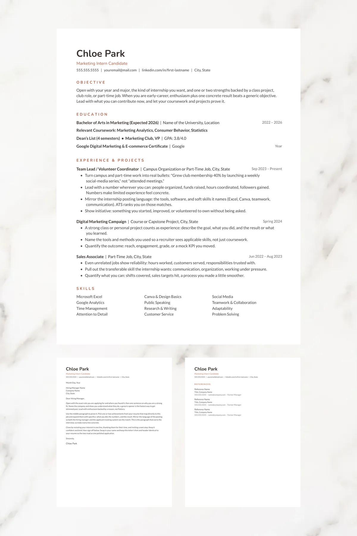Willow resume template with a matching cover letter and references page — editable in Google Docs, Word & Pages. ATS-friendly, instant download.